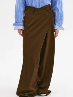 Women Source Unknown Clothing-Rennert Criss Cross Trousers, Saddle Brown