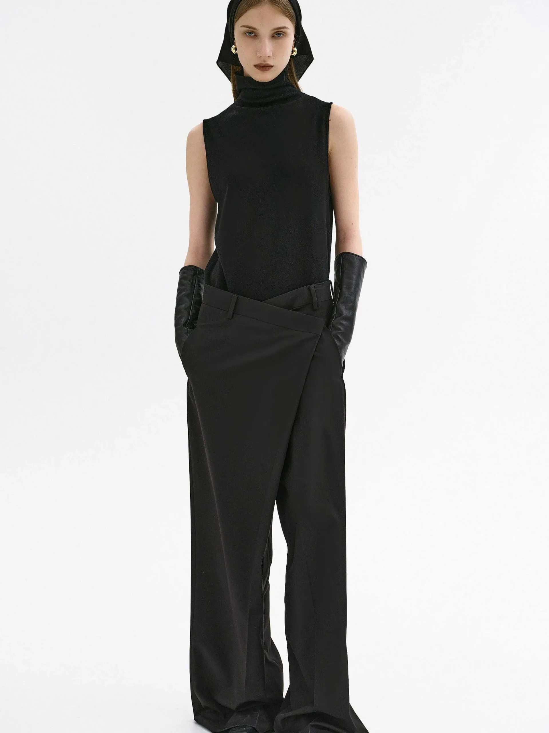 Women Source Unknown Bottoms-Rennert Criss Cross Trousers, Black
