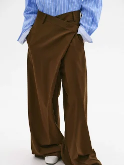 Women Source Unknown Bottoms-Rennert Criss Cross Trousers, Saddle Brown