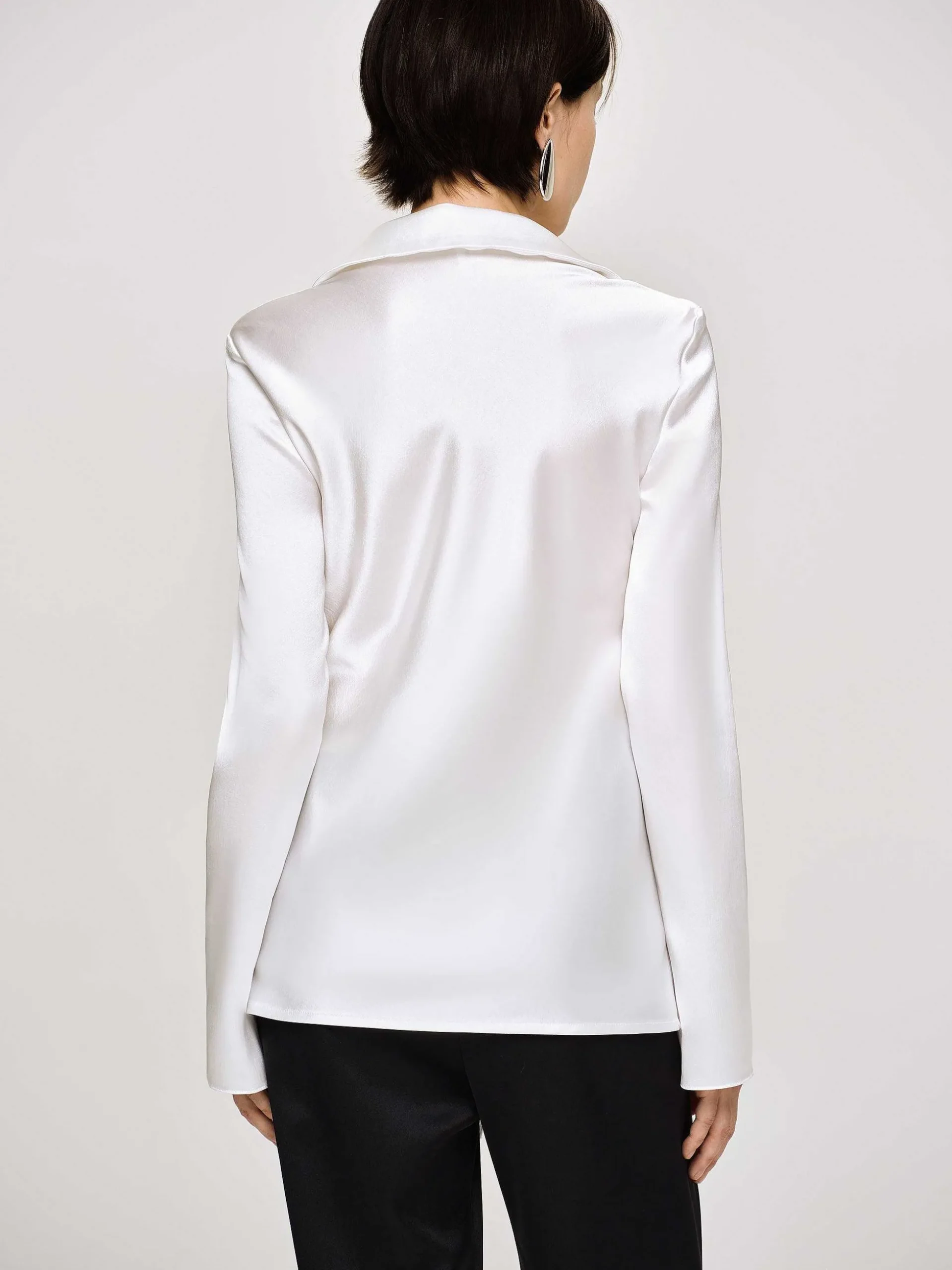 Women Source Unknown Tops-Reyna Satin Blouse, Pearl