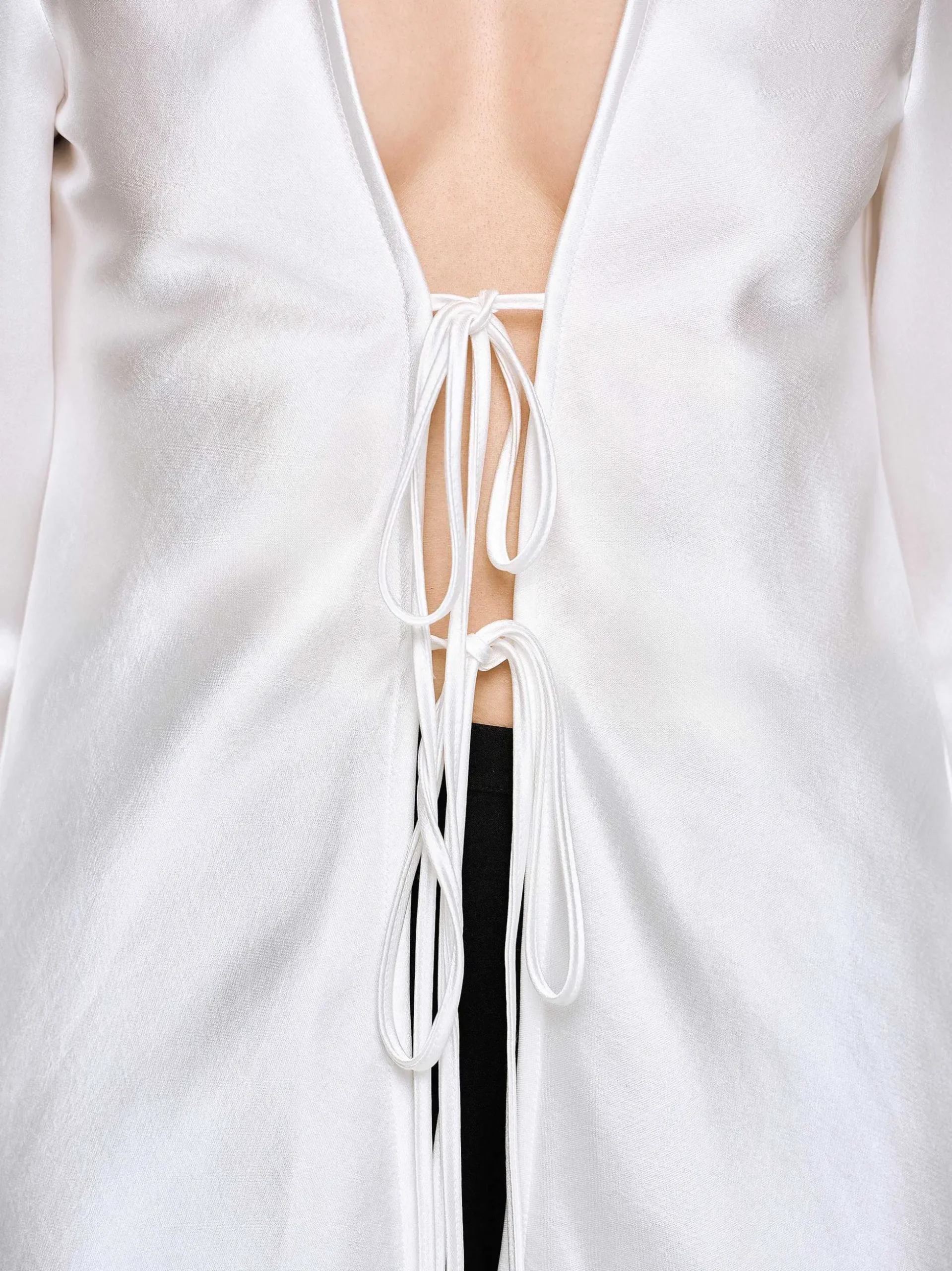Women Source Unknown Tops-Reyna Satin Blouse, Pearl