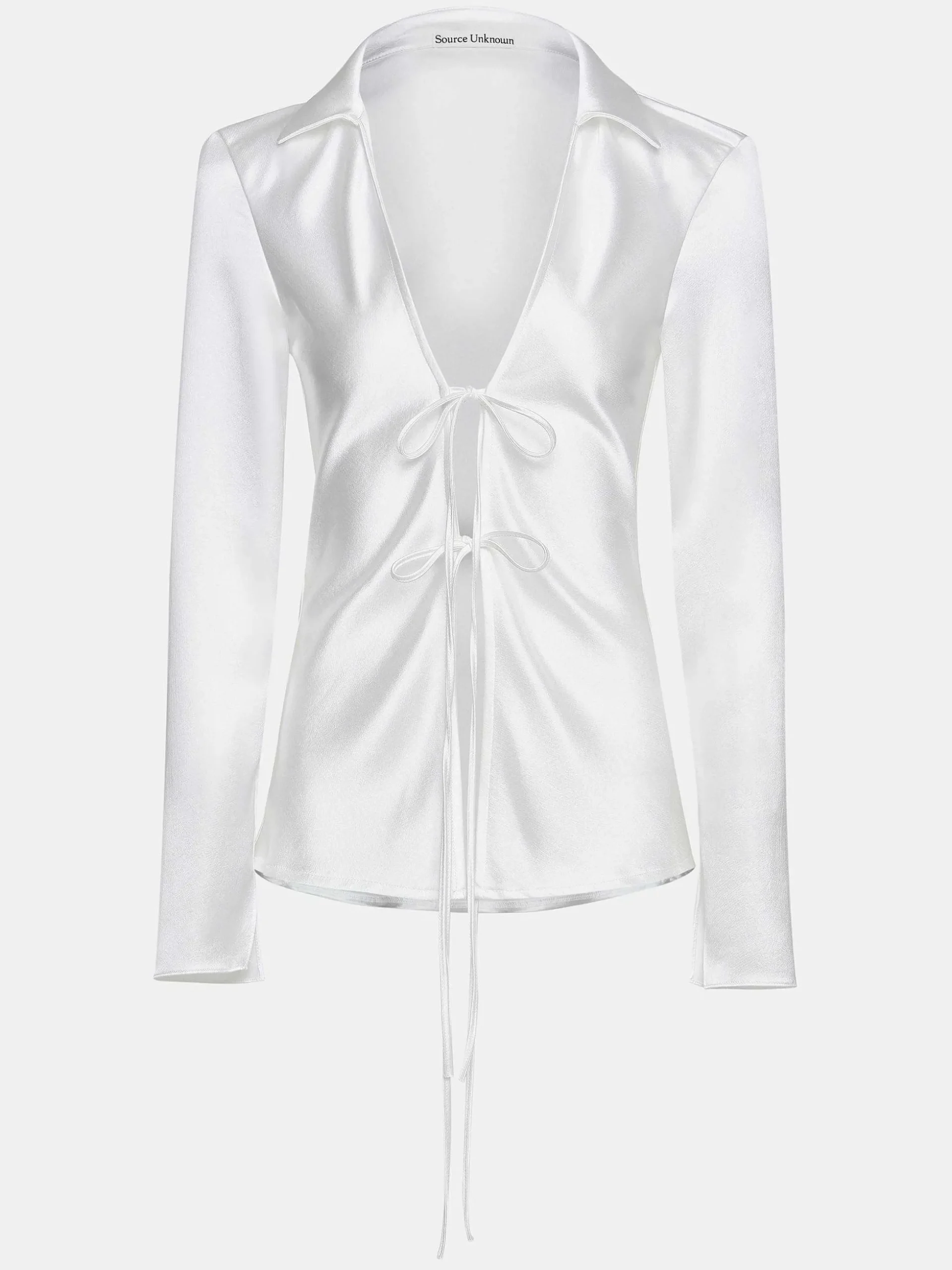 Women Source Unknown Clothing-Reyna Satin Blouse, Pearl