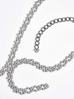 Women Source Unknown Accessories-Rhinestone Drop Necklace, Silver