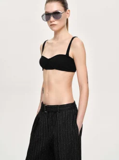 Women Source Unknown Clothing-Rib Knit Bra, Black