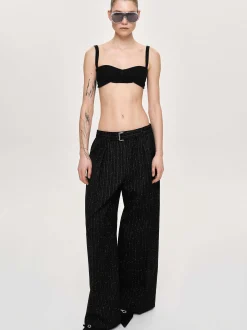 Women Source Unknown Knitwear-Rib Knit Bra, Black