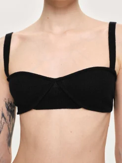 Women Source Unknown Knitwear-Rib Knit Bra, Black