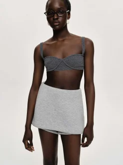 Women Source Unknown Knitwear-Rib Knit Bra, Charcoal