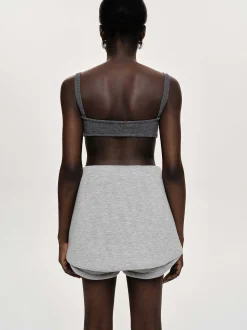 Women Source Unknown Tops-Rib Knit Bra, Charcoal