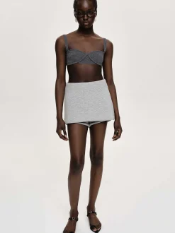 Women Source Unknown Tops-Rib Knit Bra, Charcoal
