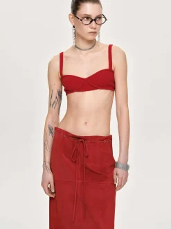 Women Source Unknown Clothing-Rib Knit Bra, Red