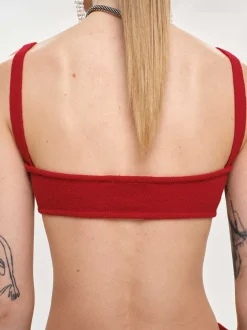Women Source Unknown Clothing-Rib Knit Bra, Red