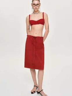 Women Source Unknown Knitwear-Rib Knit Bra, Red
