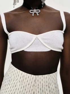 Women Source Unknown Clothing-Rib Knit Bra, White