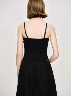 Women Source Unknown Clothing-Rib Knit Camisole, Black