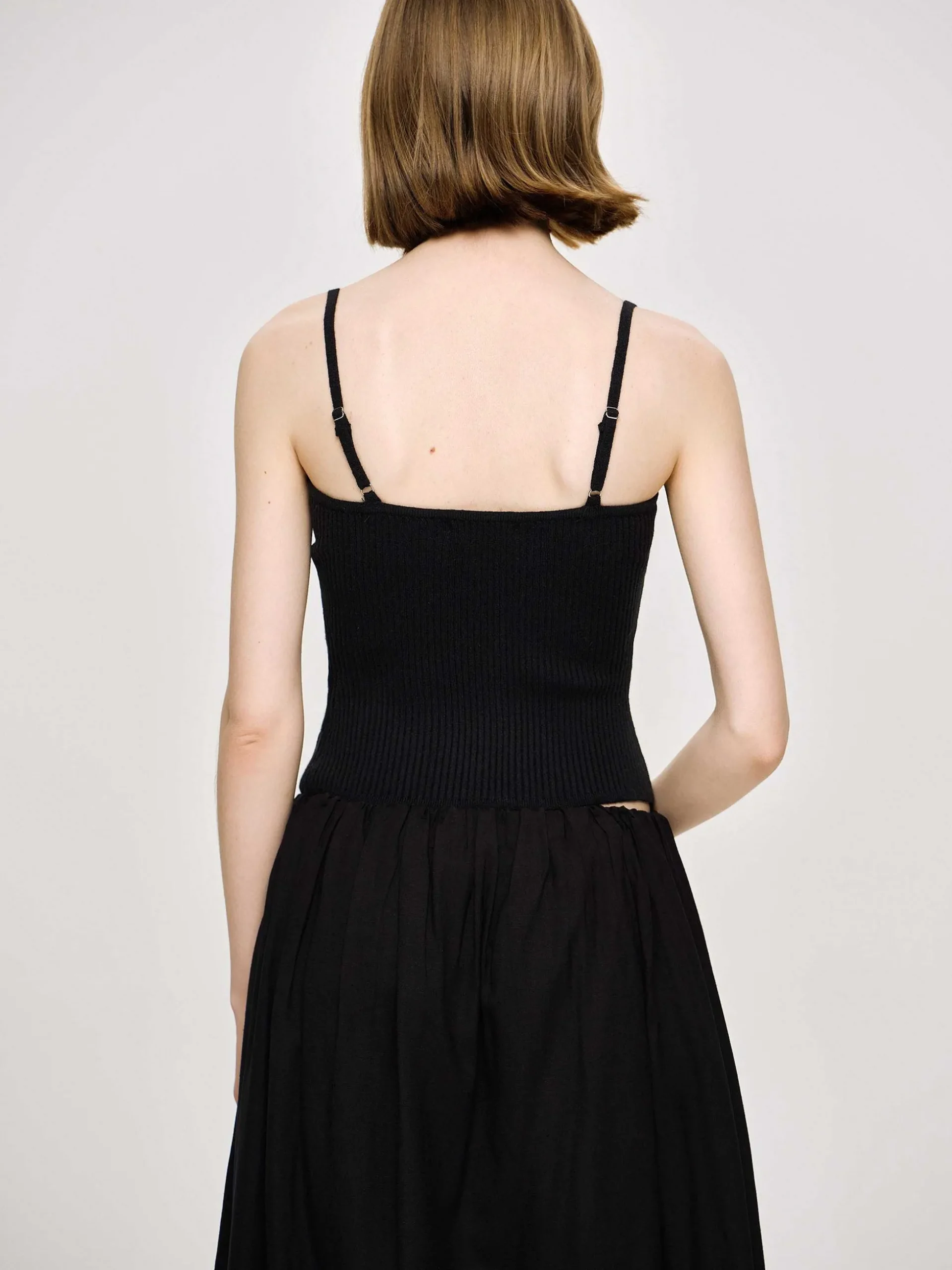 Women Source Unknown Knitwear-Rib Knit Camisole, Black