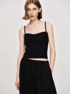 Women Source Unknown Knitwear-Rib Knit Camisole, Black