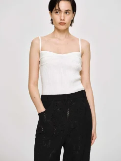 Women Source Unknown Knitwear-Rib Knit Camisole, White