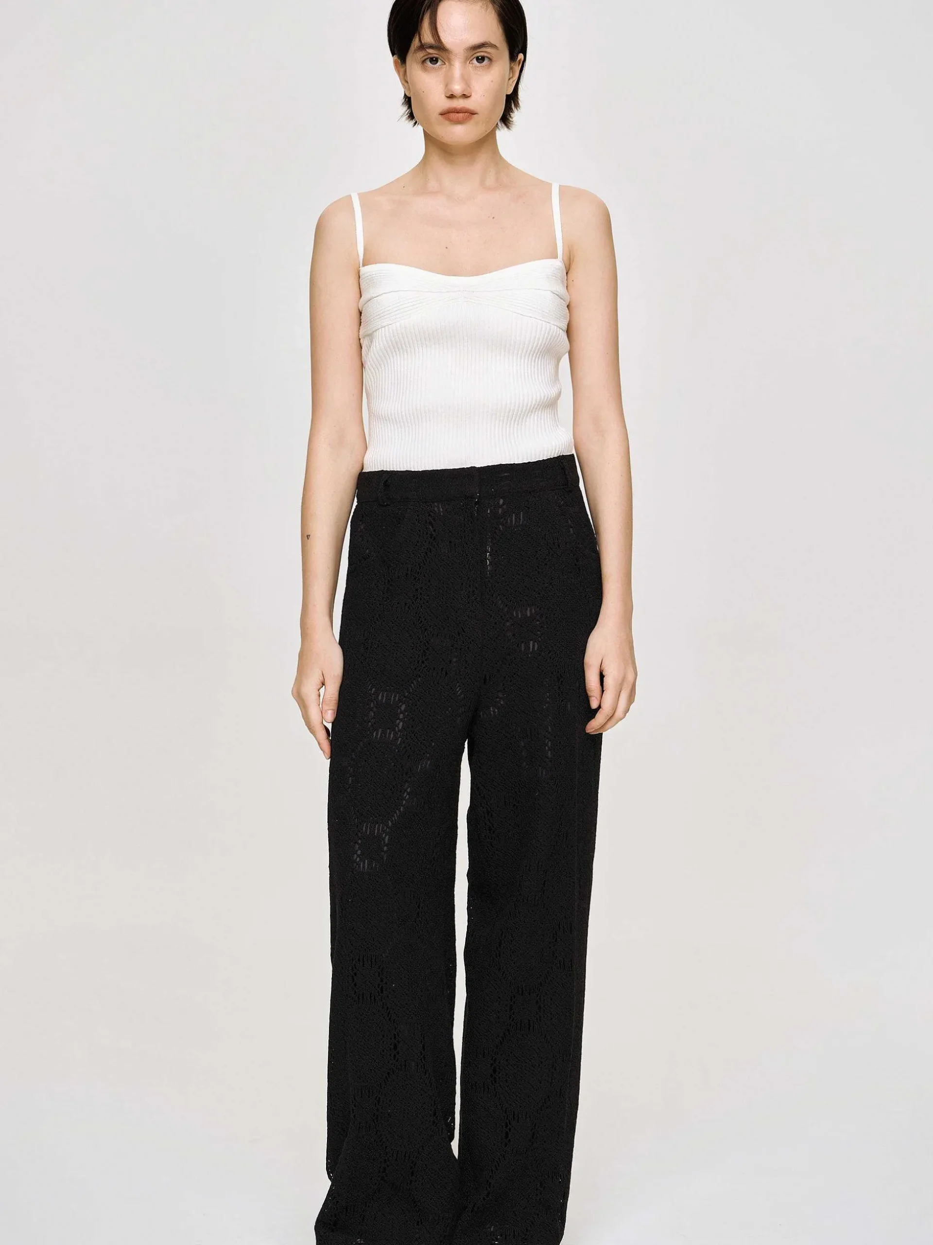 Women Source Unknown Knitwear-Rib Knit Camisole, White
