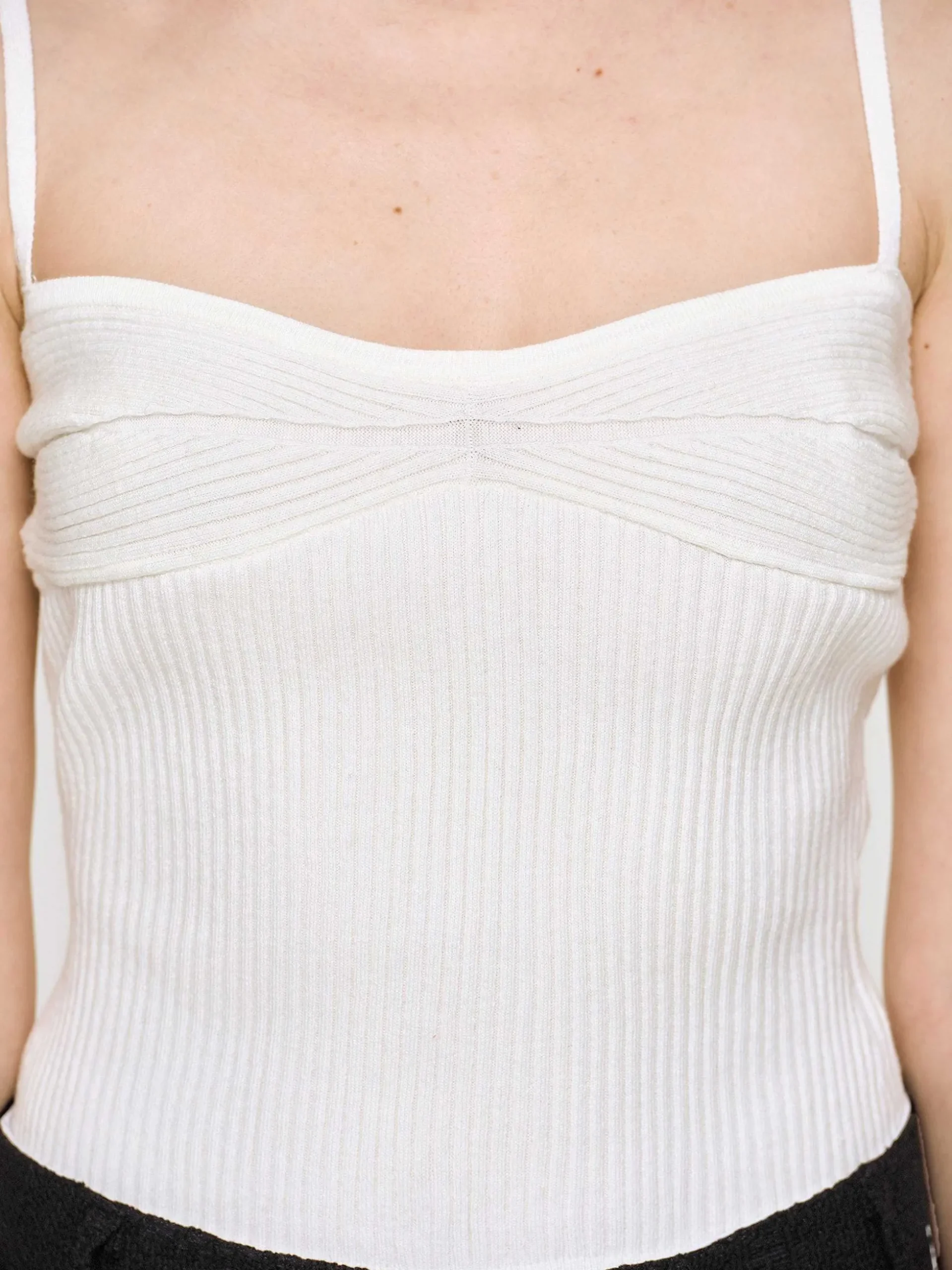 Women Source Unknown Knitwear-Rib Knit Camisole, White
