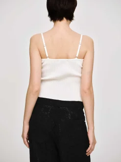 Women Source Unknown Clothing-Rib Knit Camisole, White