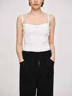 Women Source Unknown Clothing-Rib Knit Camisole, White