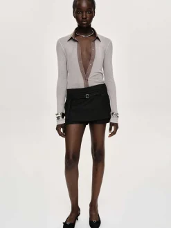Women Source Unknown Clothing-Rioni Belted Mini Skort, Black Bean