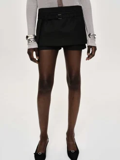 Women Source Unknown Clothing-Rioni Belted Mini Skort, Black Bean