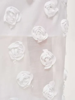 Women Source Unknown Bottoms-Rose Applique Midi Skirt, White