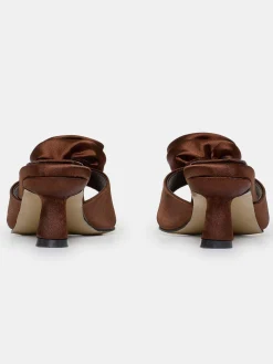 Women Source Unknown Shoes & Bags-Rose Applique Satin Mules, Chocolate