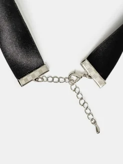Women Source Unknown Clothing-Satin Bow Choker, Black