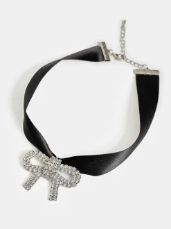 Women Source Unknown Accessories-Satin Bow Choker, Black