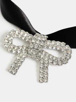 Women Source Unknown Accessories-Satin Bow Choker, Black