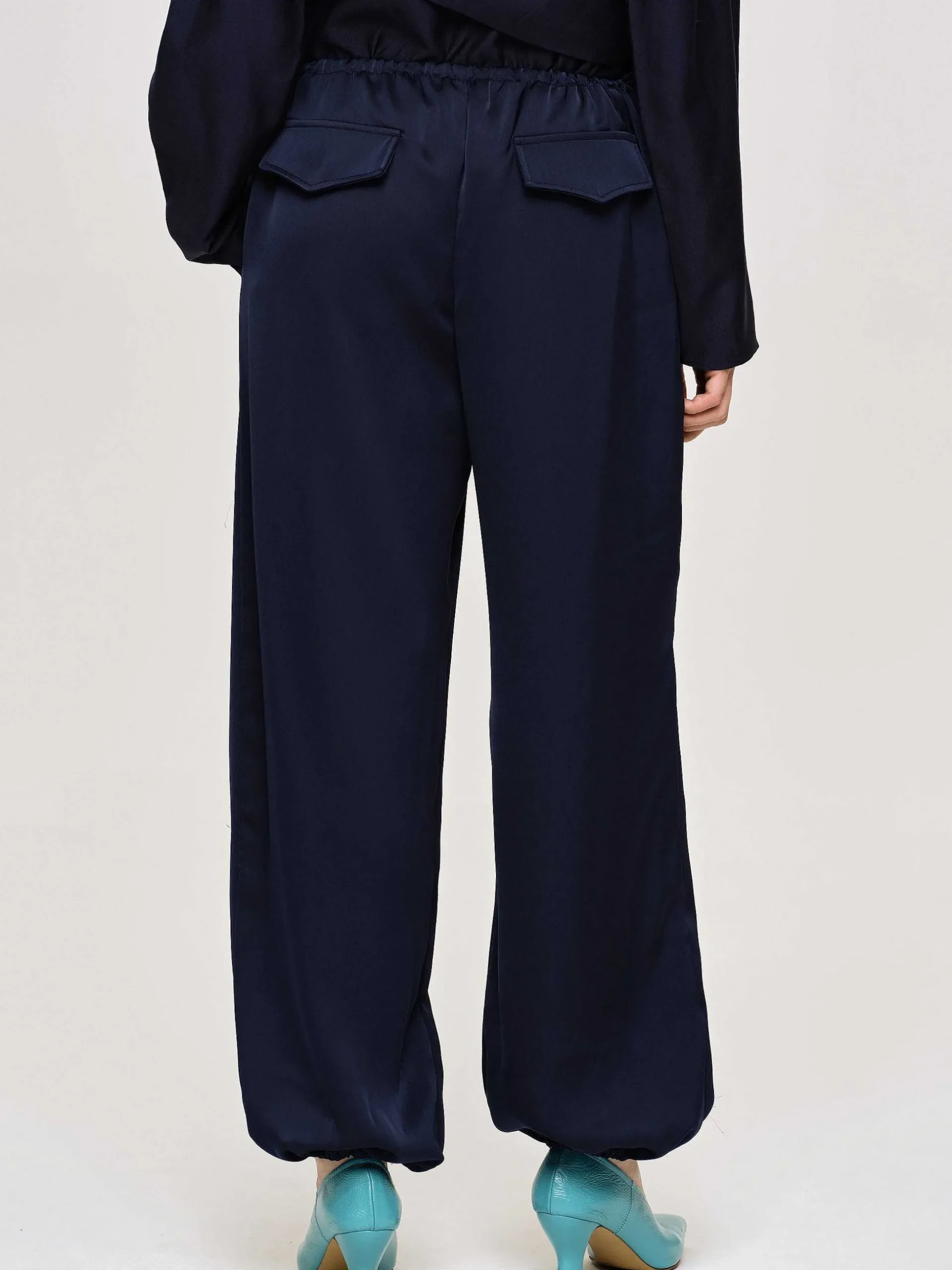 Women Source Unknown Bottoms-Satin Jogger Pants, Navy