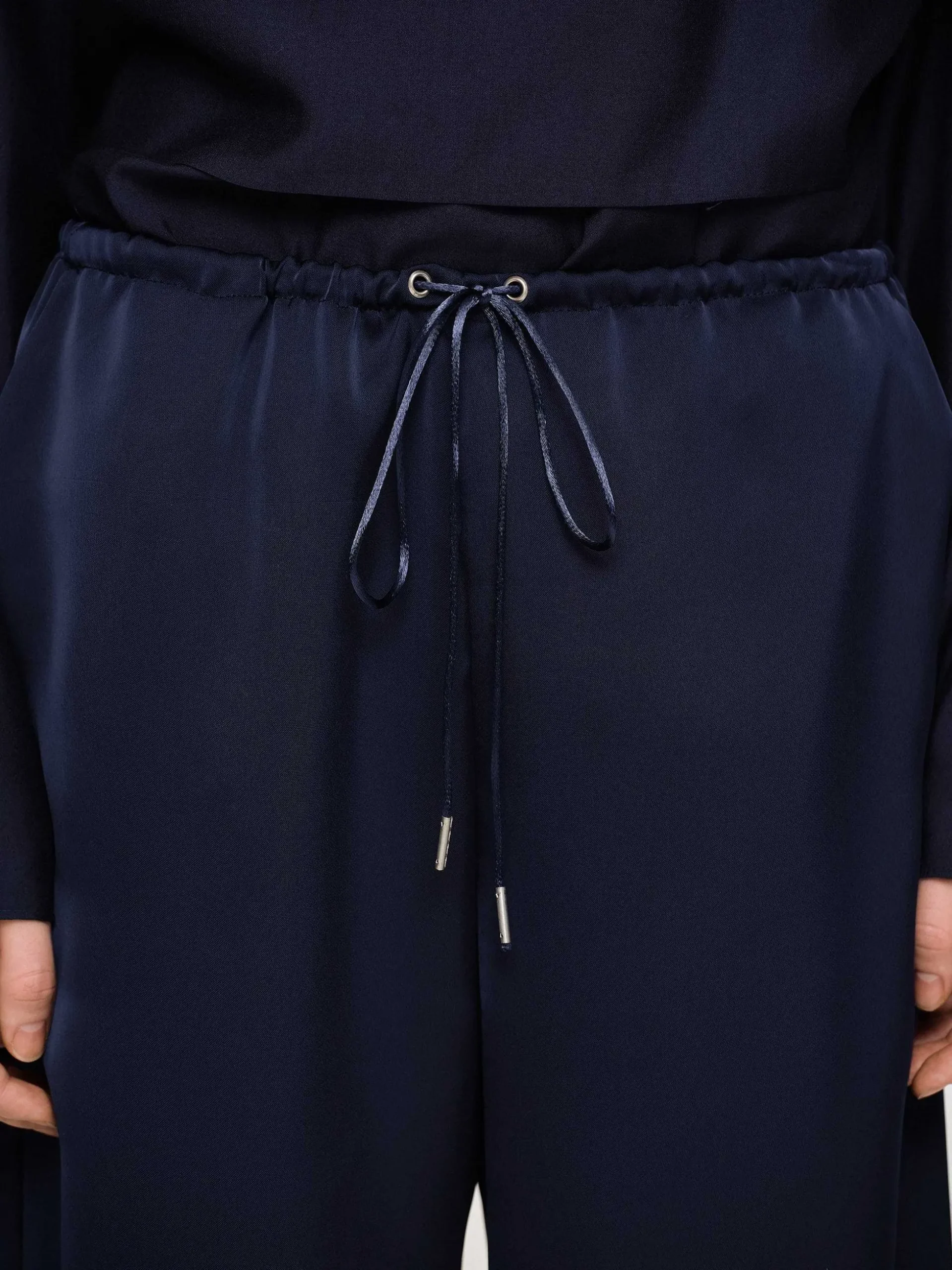 Women Source Unknown Clothing-Satin Jogger Pants, Navy