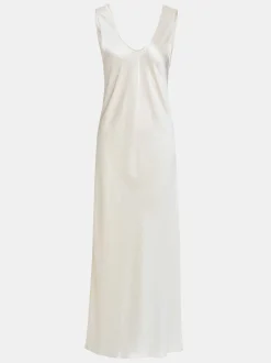 Women Source Unknown Accessories-Satin Maxi Dress, Pearl