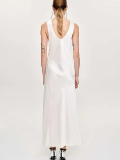 Women Source Unknown Accessories-Satin Maxi Dress, Pearl