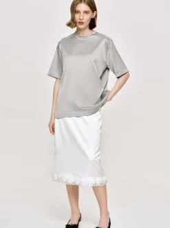 Women Source Unknown Accessories-Satin T-Shirt, Silver