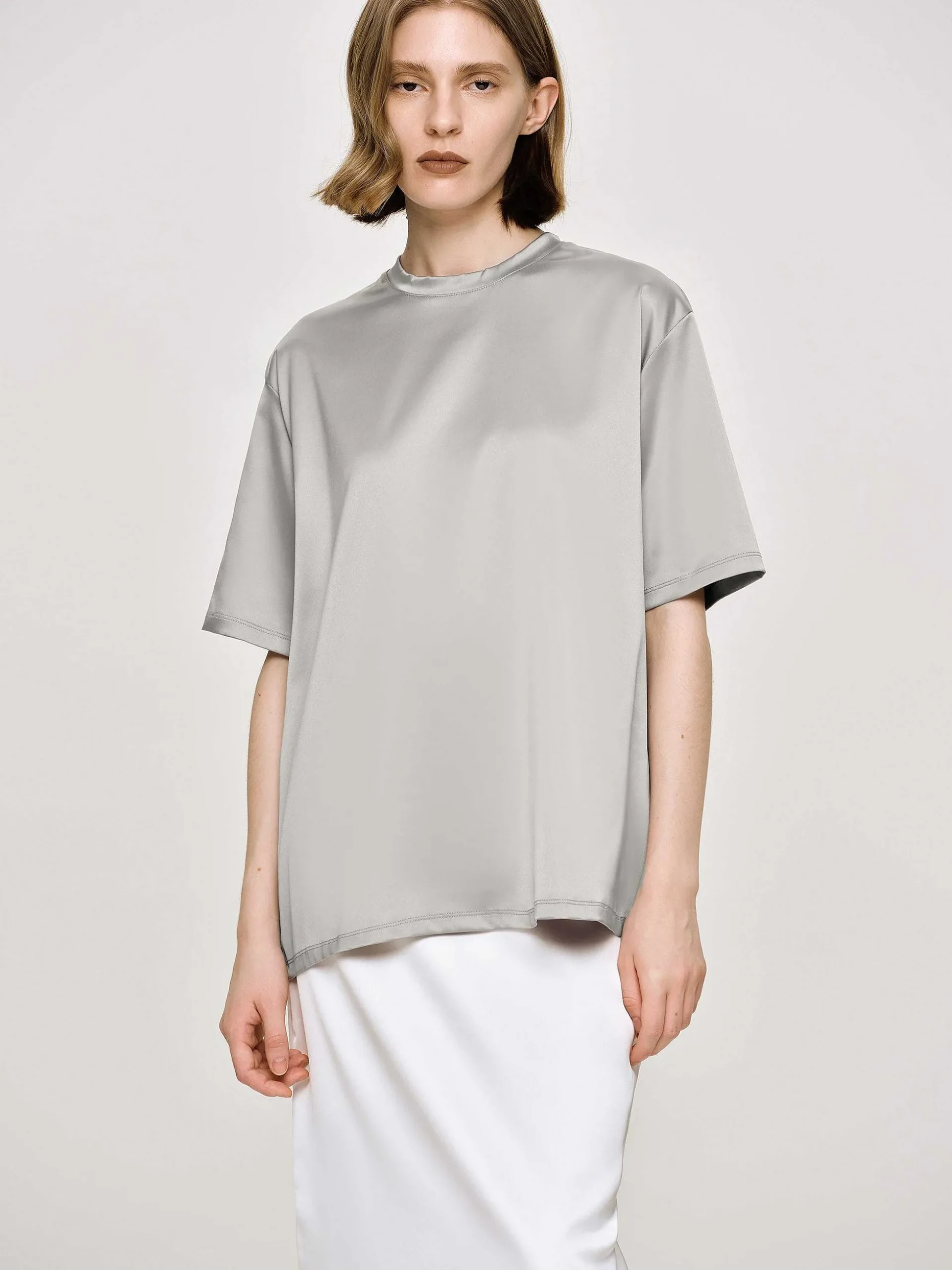 Women Source Unknown Accessories-Satin T-Shirt, Silver
