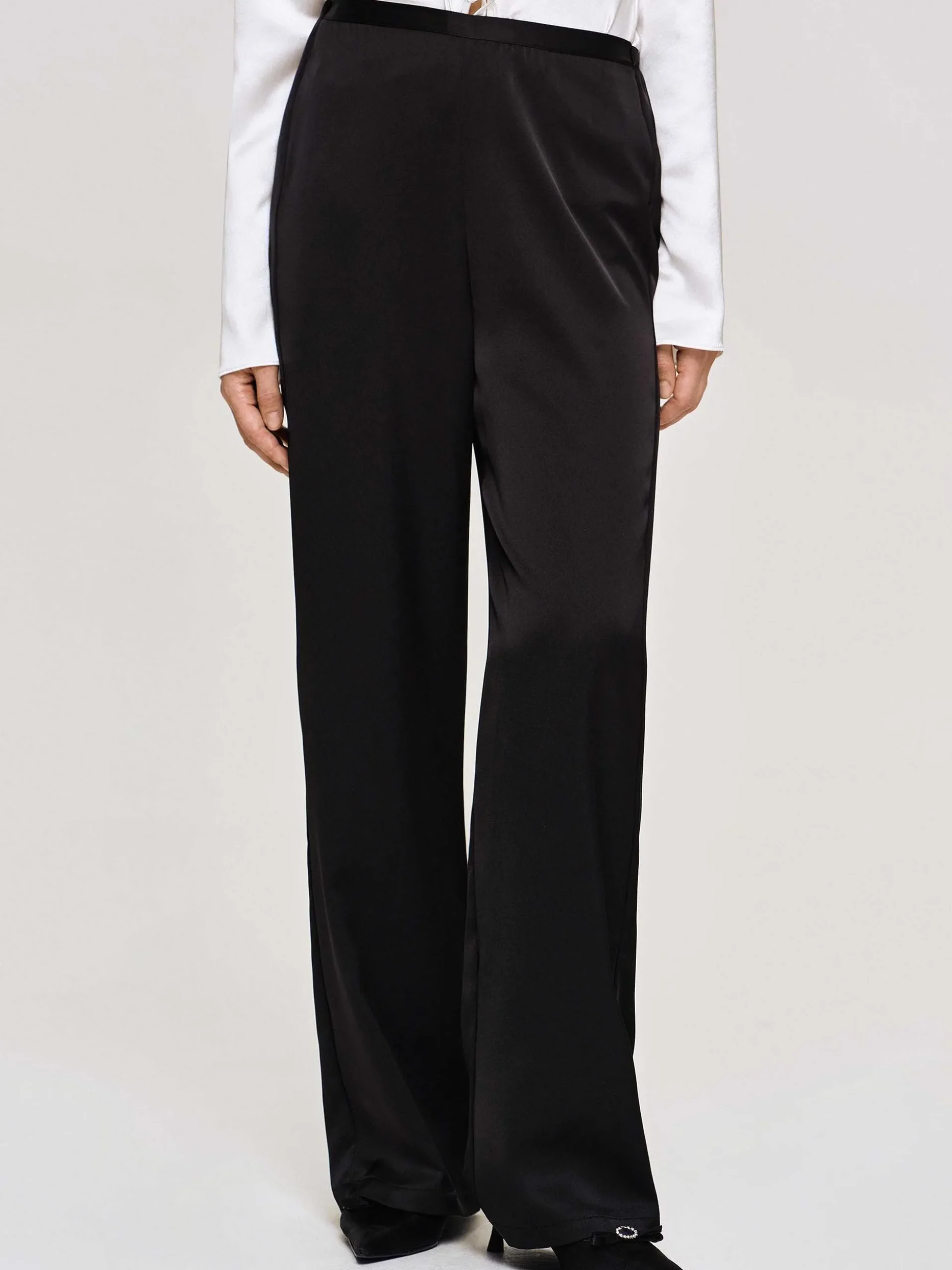 Women Source Unknown Accessories-Satin-Crepe Pants, Black
