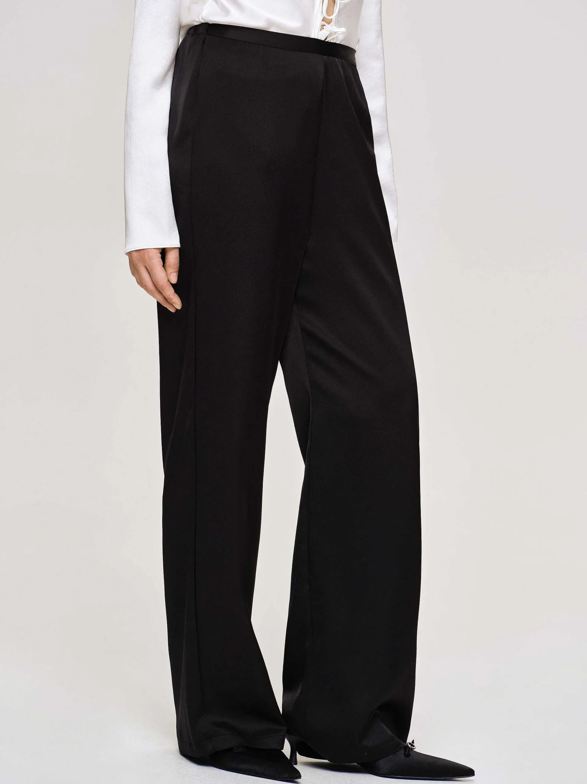 Women Source Unknown Accessories-Satin-Crepe Pants, Black
