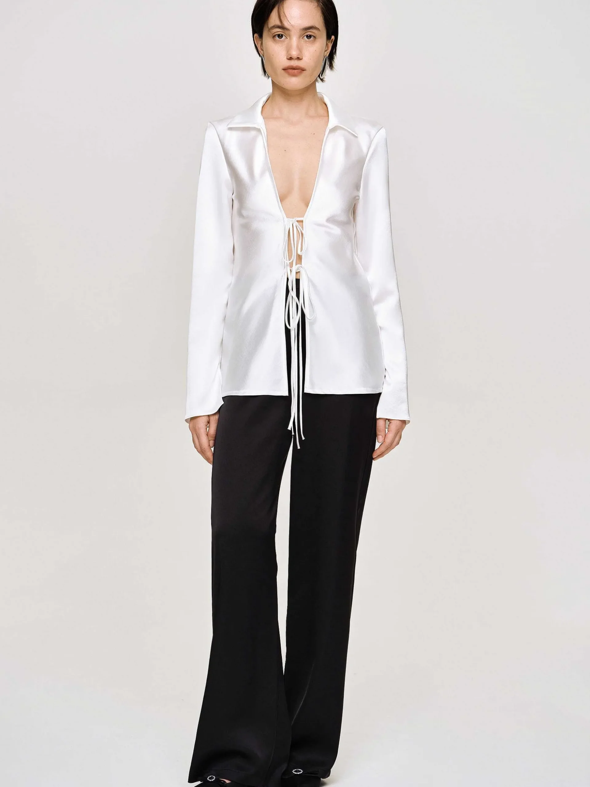 Women Source Unknown Accessories-Satin-Crepe Pants, Black