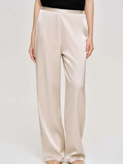 Women Source Unknown Accessories-Satin-Crepe Pants, Champagne