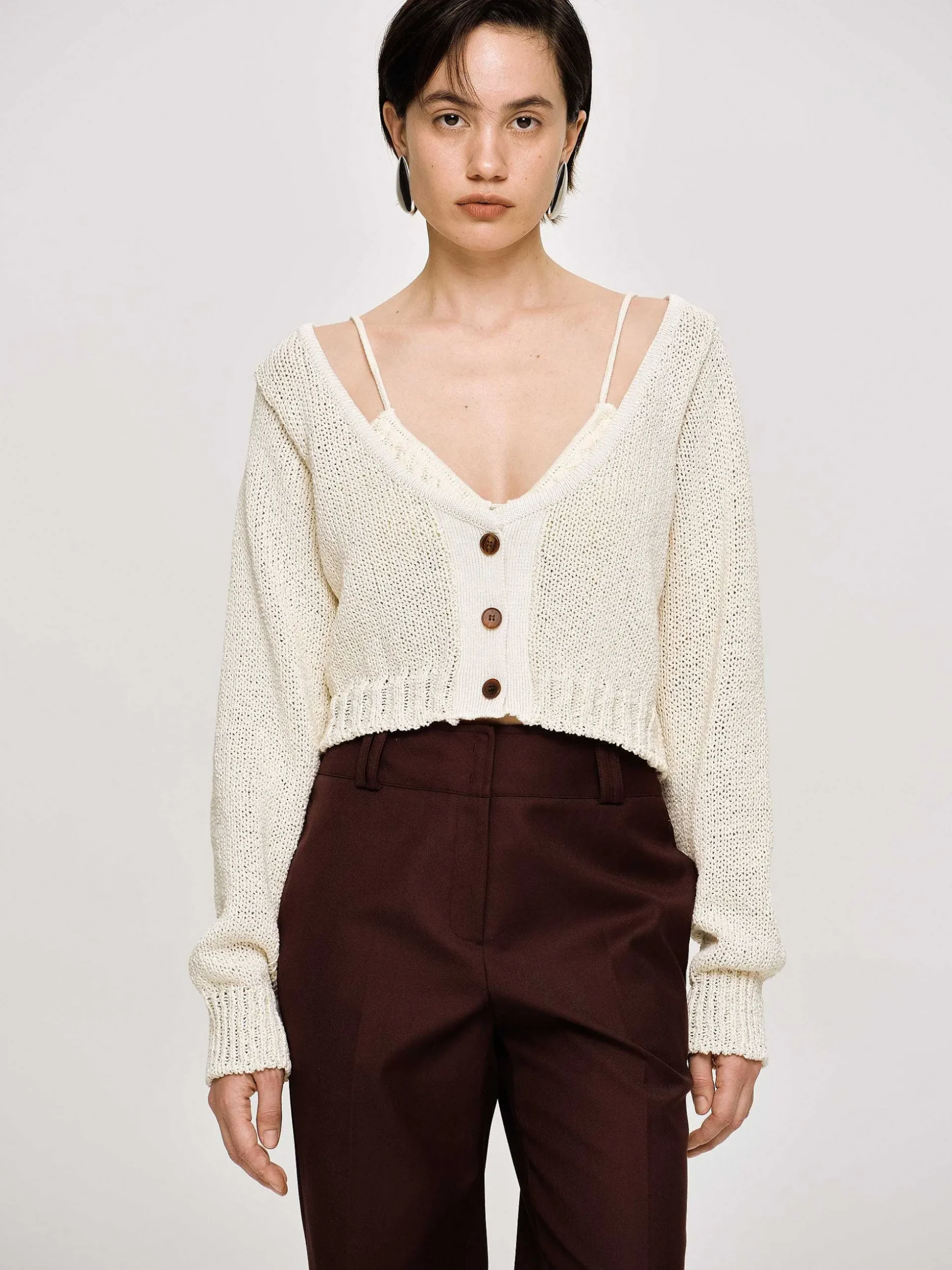 Women Source Unknown Clothing-Scoop Neck Knit, Almond