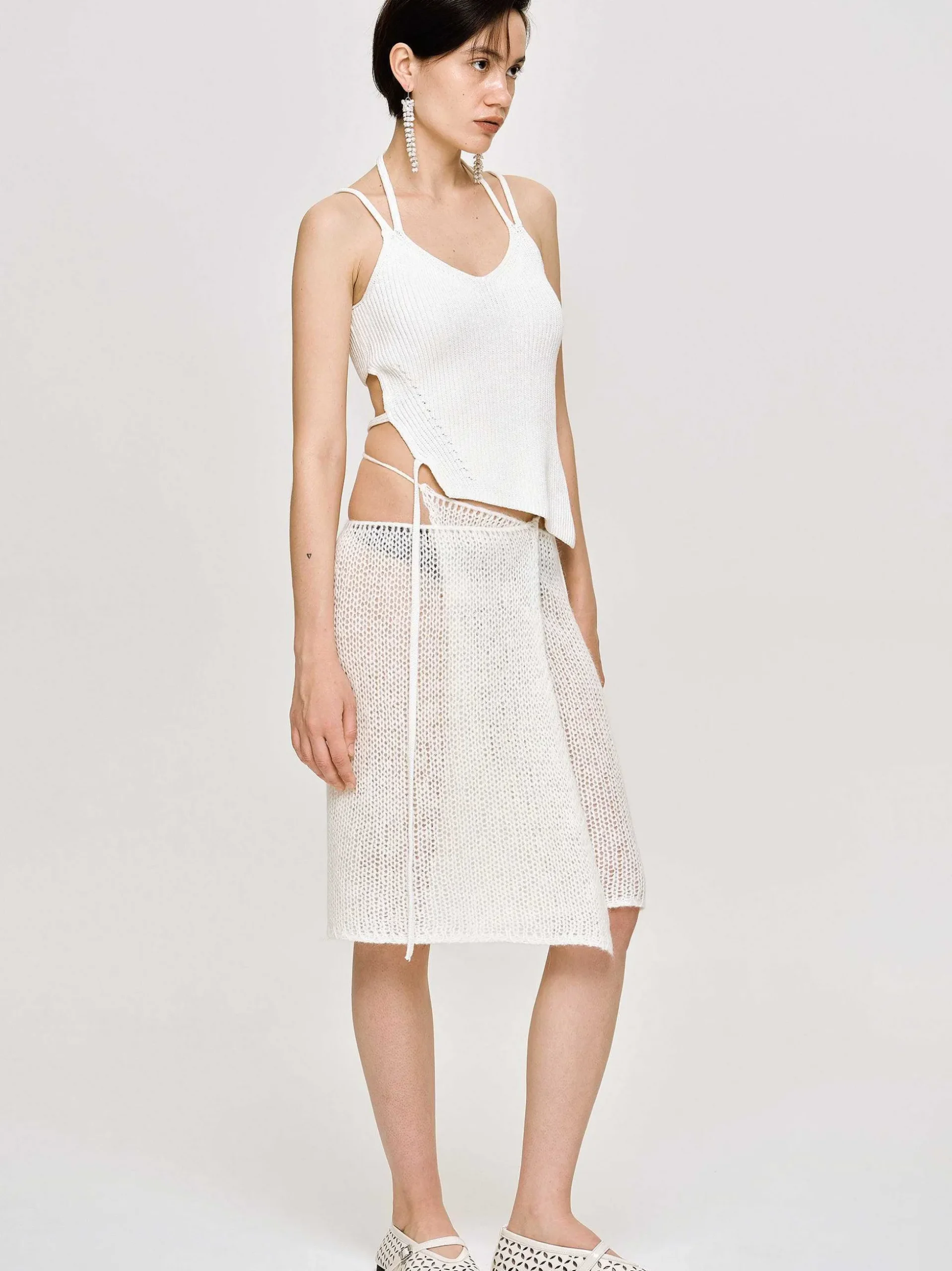 Women Source Unknown Bottoms-Semi-Sheer Knit Skirt, Birch