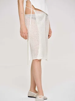 Women Source Unknown Bottoms-Semi-Sheer Knit Skirt, Birch