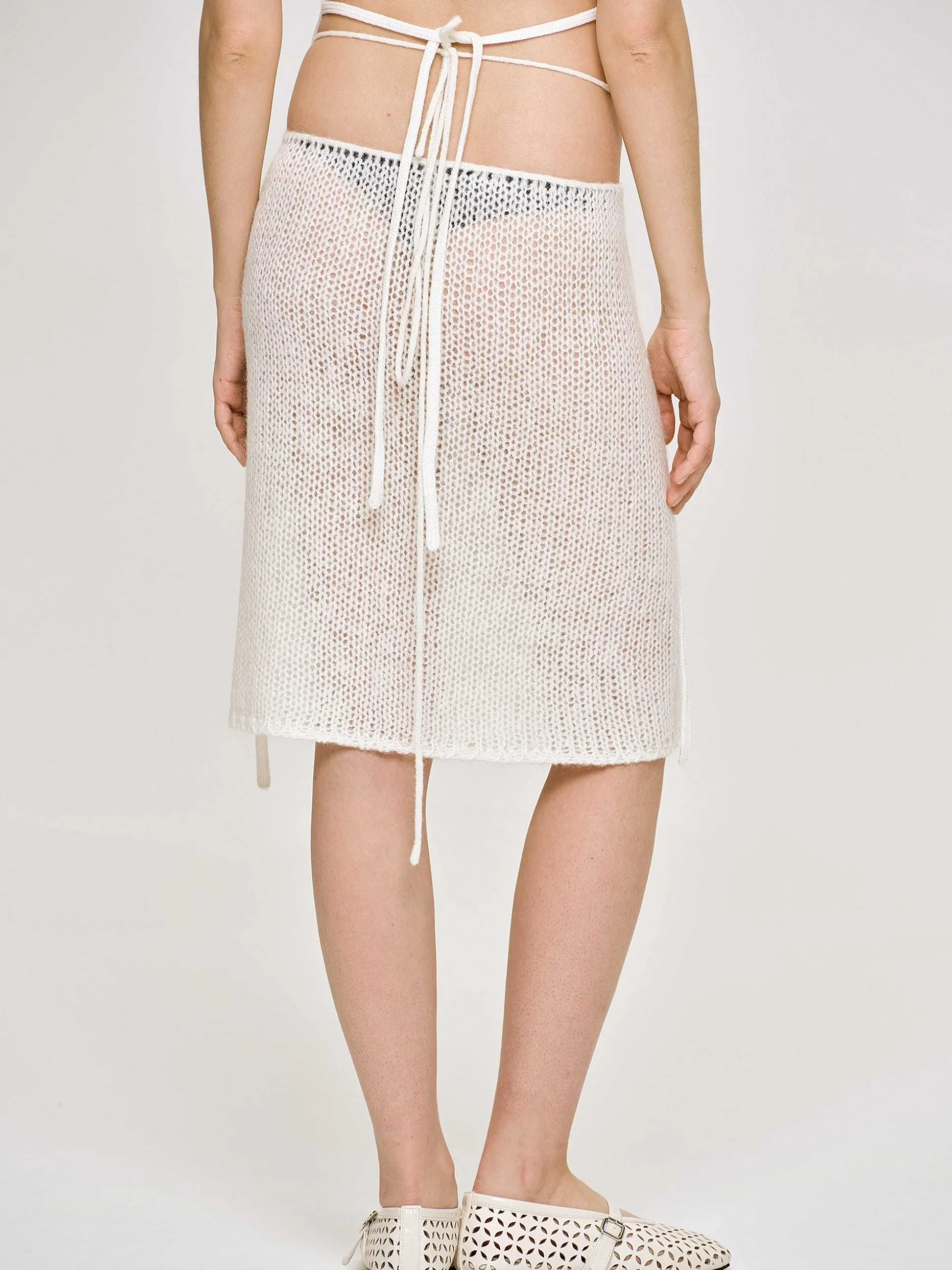 Women Source Unknown Co-Ords-Semi-Sheer Knit Skirt, Birch