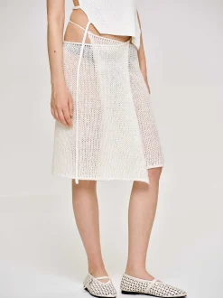 Women Source Unknown Co-Ords-Semi-Sheer Knit Skirt, Birch
