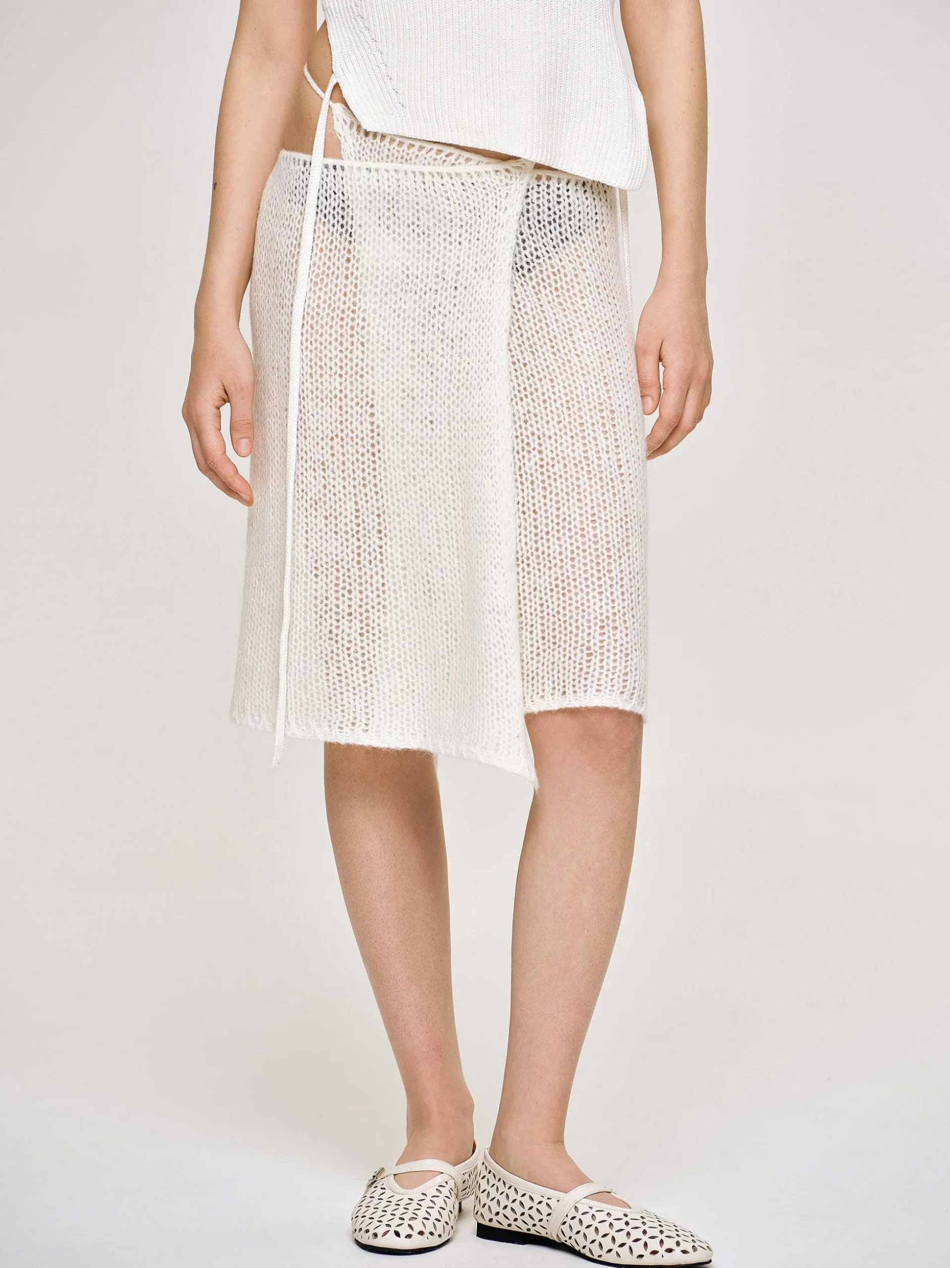 Women Source Unknown Knitwear-Semi-Sheer Knit Skirt, Birch