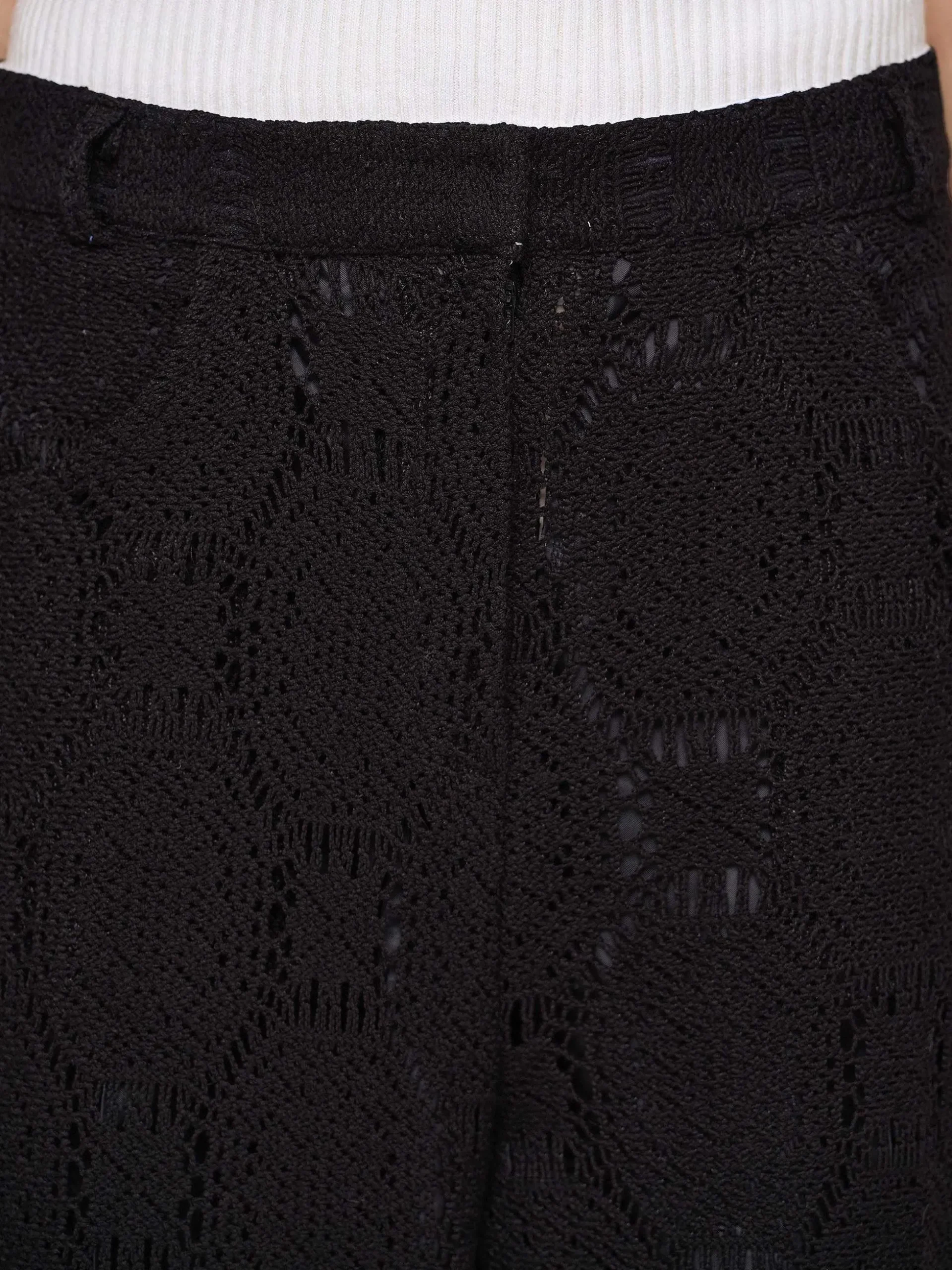 Women Source Unknown Bottoms-Sevilla Crochet Wide Trousers, Black