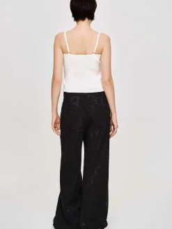 Women Source Unknown Clothing-Sevilla Crochet Wide Trousers, Black